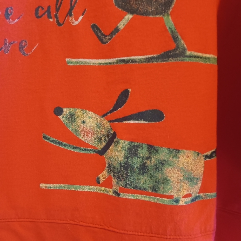 Oversized Graphic Long Sleeve‎ Top - Distressed 'Wherever U care"' 100% Cotton - Picture 5 of 16